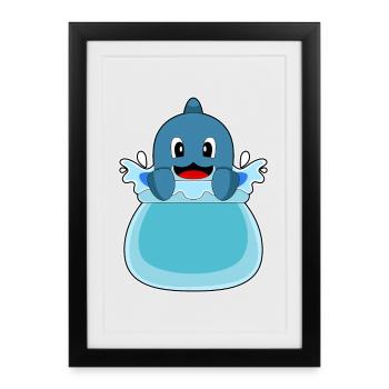 Bassin d’eau du dauphin - Affiche encadrée (27 × 37 cm) - noir - Devant