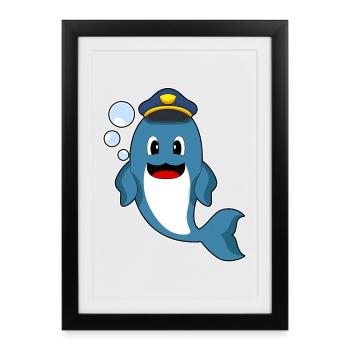 Dolphin Policier Police - Affiche encadrée (27 × 37 cm) - noir - Devant