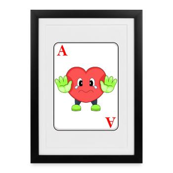 Heart Poker Cartes de poker - Affiche encadrée (27 × 37 cm) - noir - Devant