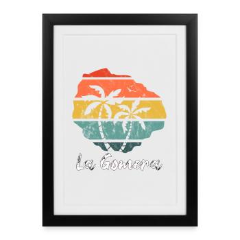 La Gomera outline map Canary Islands retro vintage - Framed poster (27 × 37 cm) - black - Front