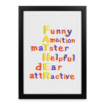Father-Vibrant Colourful Motivational Word Art - Framed poster (27 × 37 cm) - black - Front