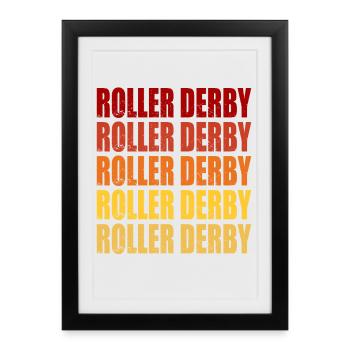 Roller Derby Rétro Vintage Graphique - Affiche encadrée (27 × 37 cm) - noir - Devant