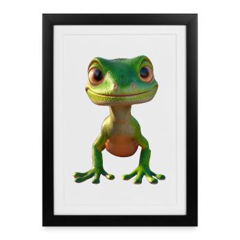 Gecko Lézard Reptile Geckos Lézard Iguane Gekko - Affiche encadrée (27 × 37 cm) - noir - Devant