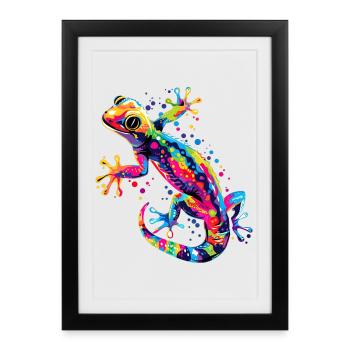Gecko Lézard Reptile Geckos Lézard Iguane Gekko - Affiche encadrée (27 × 37 cm) - noir - Devant