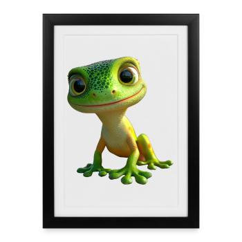 Gecko Lézard Reptile Geckos Lézard Iguane Gekko - Affiche encadrée (27 × 37 cm) - noir - Devant