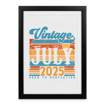 Juillet 2025, Cadeau Anniversaire juillet 2025. - Affiche encadrée (27 × 37 cm) - noir - Devant