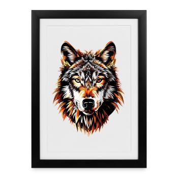 Wolf Motif Wolves Wolf Pack Gray Wolfhound Wolf - Framed poster (27 × 37 cm) - black - Front