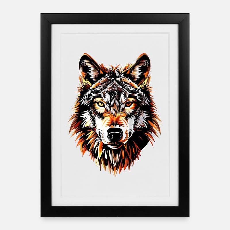 Wolf Motiv Wölfe Wolfsrudel Grauer Wolfshund Wolfs - Gerahmtes Poster (27 × 37 cm) - Schwarz