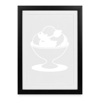 Ice cream sundae Drawing - Framed poster (27 × 37 cm) - black - Front