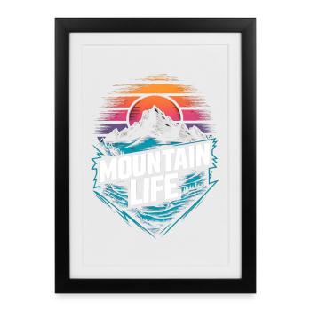 Energetic Mountains and Sunset - Framed poster (27 × 37 cm) - black - Front
