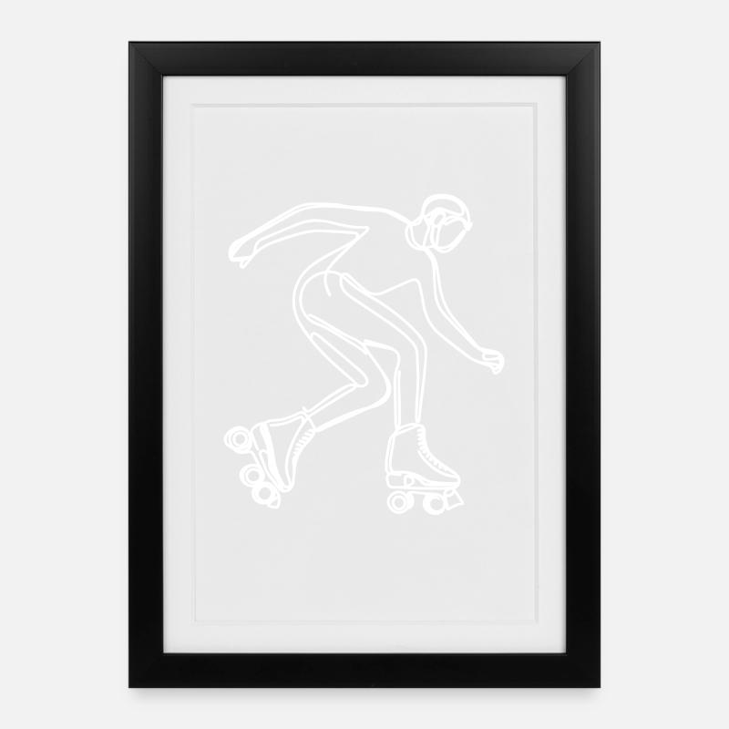 Roller Skater Zeichnung - Gerahmtes Poster (27 × 37 cm) - Schwarz