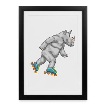 Nashorn Inline skating Inline skates - Framed poster (27 × 37 cm) - black - Front