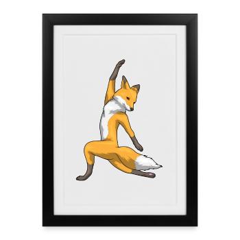 Fox Yoga Fitness Gymnastique - Affiche encadrée (27 × 37 cm) - noir - Devant