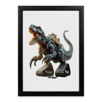 Excavatrice T-Rex Dinosaur - Affiche encadrée (27 × 37 cm) - noir - Devant