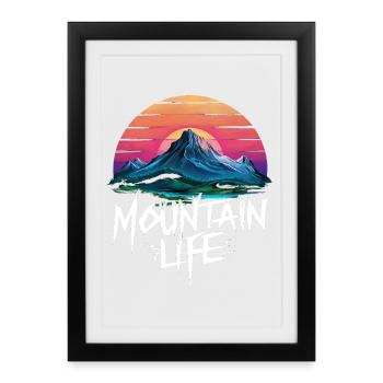 Oriental Sunset at Mountain - Framed poster (27 × 37 cm) - black - Front
