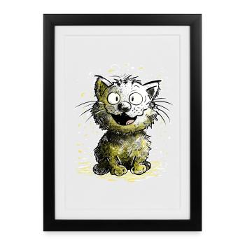 Cat laughs - Framed poster (27 × 37 cm) - black - Front