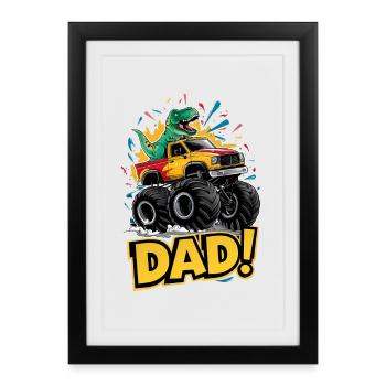 Dino Monster Truck Child Design - Framed poster (27 × 37 cm) - black - Front