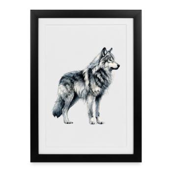 Wolf design Wolf Lover Majestic Wolf - Framed poster (27 × 37 cm) - black - Front