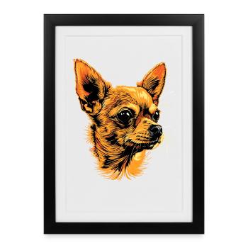 Maîtresse de chien chihuahua J’aime les chihuahuas mignons - Affiche encadrée (27 × 37 cm) - noir - Devant
