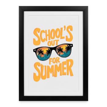 Summer sale with sunglasses and palm tree design - Framed poster (27 × 37 cm) - black - Front
