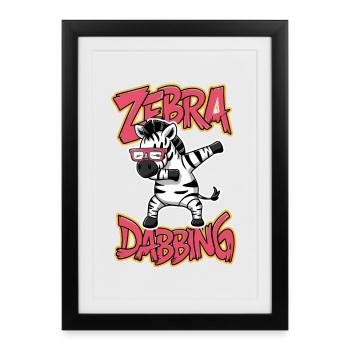 Friendly Zebra Dabbing with Glasses - Framed poster (27 × 37 cm) - black - Front