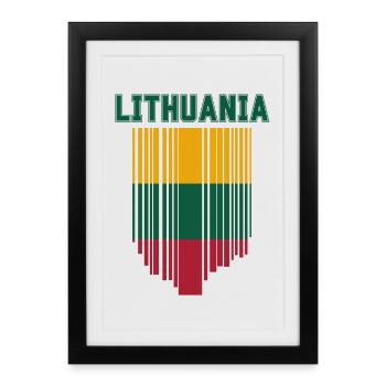 Drapeau lituanien, fierté lituanienne - Affiche encadrée (27 × 37 cm) - noir - Devant
