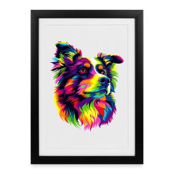 Berger Australien Couleurs vives Pop Art Aussie - Affiche encadrée (27 × 37 cm) - noir - Devant