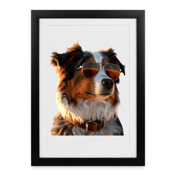 Berger australien chien amoureux Mignon Aussie - Affiche encadrée (27 × 37 cm) - noir - Devant
