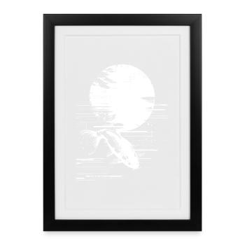 Dessin de pêche - Affiche encadrée (27 × 37 cm) - noir - Devant