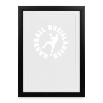 Handball Joueur Handball Ballon - Affiche encadrée (27 × 37 cm) - noir - Devant