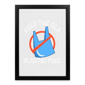 Bathing beach & sea plastic-free against pollution - Framed poster (27 × 37 cm) - black - Front