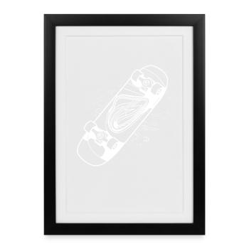 Dessin de planche à roulettes - Affiche encadrée (27 × 37 cm) - noir - Devant