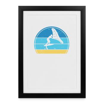 Wingfoil Surfer Wingfoiling Hydrofoil Kitefoil - Affiche encadrée (27 × 37 cm) - noir - Devant
