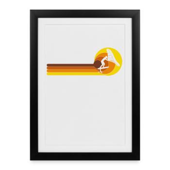 Wingfoil Surfer Wingfoiling Hydrofoil Kitefoil - Affiche encadrée (27 × 37 cm) - noir - Devant