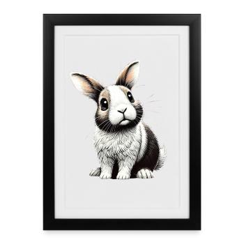 Adorable bunny illustration - Framed poster (27 × 37 cm) - black - Front