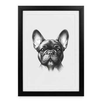 Adorable Frenchie Face - Framed poster (27 × 37 cm) - black - Front