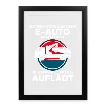 Elektroauto Laden Humor - Gerahmtes Poster (27 × 37 cm) - Schwarz - Vorne