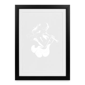 Flute Player Sketch - Framed poster (27 × 37 cm) - black - Front