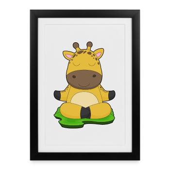 Giraffe Yoga Fitness Meditation - Framed poster (27 × 37 cm) - black - Front