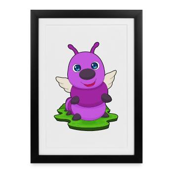 Caterpillar Angel Wings - Framed poster (27 × 37 cm) - black - Front