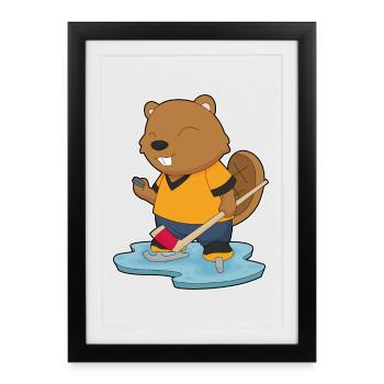 Beaver Bâton de Hockey Sur Glace - Affiche encadrée (27 × 37 cm) - noir - Devant