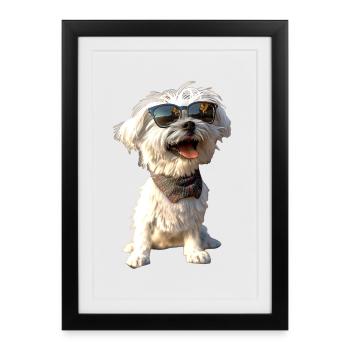 Maltais Petit Chien Maltais Amour Doux Maltais - Affiche encadrée (27 × 37 cm) - noir - Devant