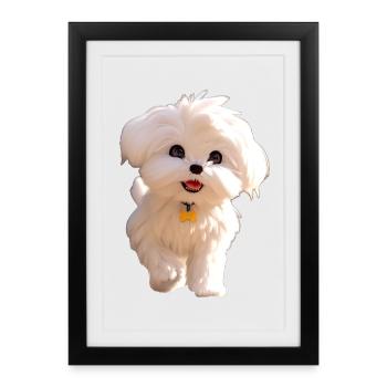 Maltais Petit Chien Maltais Amour Doux Maltais - Affiche encadrée (27 × 37 cm) - noir - Devant