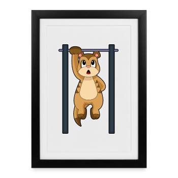 Suricate Bodybuilder Tractions Musculation - Affiche encadrée (27 × 37 cm) - noir - Devant