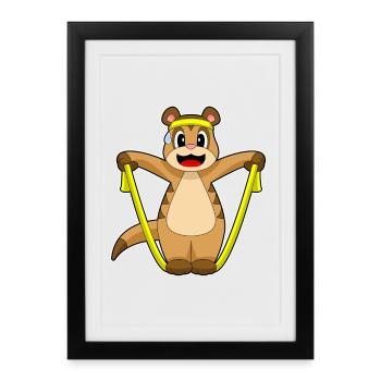 Meerkat Jumping Rope Skipping Rope Fitness - Framed poster (27 × 37 cm) - black - Front