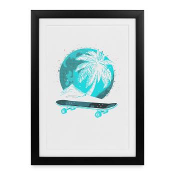 Planche à roulettes vintage - Affiche encadrée (27 × 37 cm) - noir - Devant
