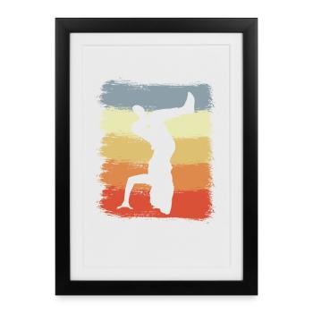 Dessin vintage Breakdancer - Affiche encadrée (27 × 37 cm) - noir - Devant