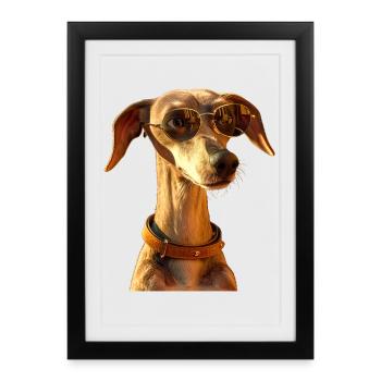 Greyhound Dog Lover Chien de chasse Amour Greyhound - Affiche encadrée (27 × 37 cm) - noir - Devant