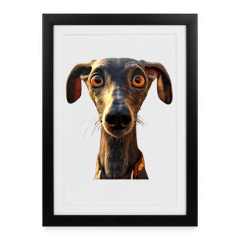Greyhound Dog Lover Chien de chasse Amour Greyhound - Affiche encadrée (27 × 37 cm) - noir - Devant