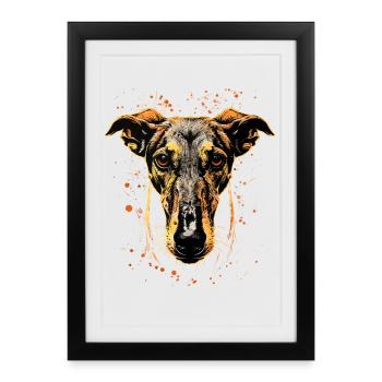 Greyhound Dog Lover Chien de chasse Amour Greyhound - Affiche encadrée (27 × 37 cm) - noir - Devant